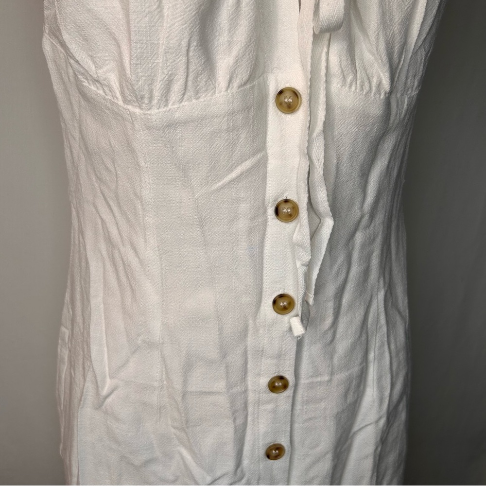 Commense Elegant White Sleeveless Darling Linen Plain Mini Dress Size M - Picture 6 of 17